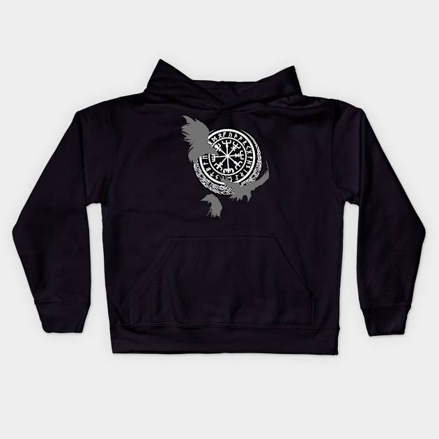 Viking Runes - Odins Ravens - Norse Mythology Kids Hoodie by soloartid